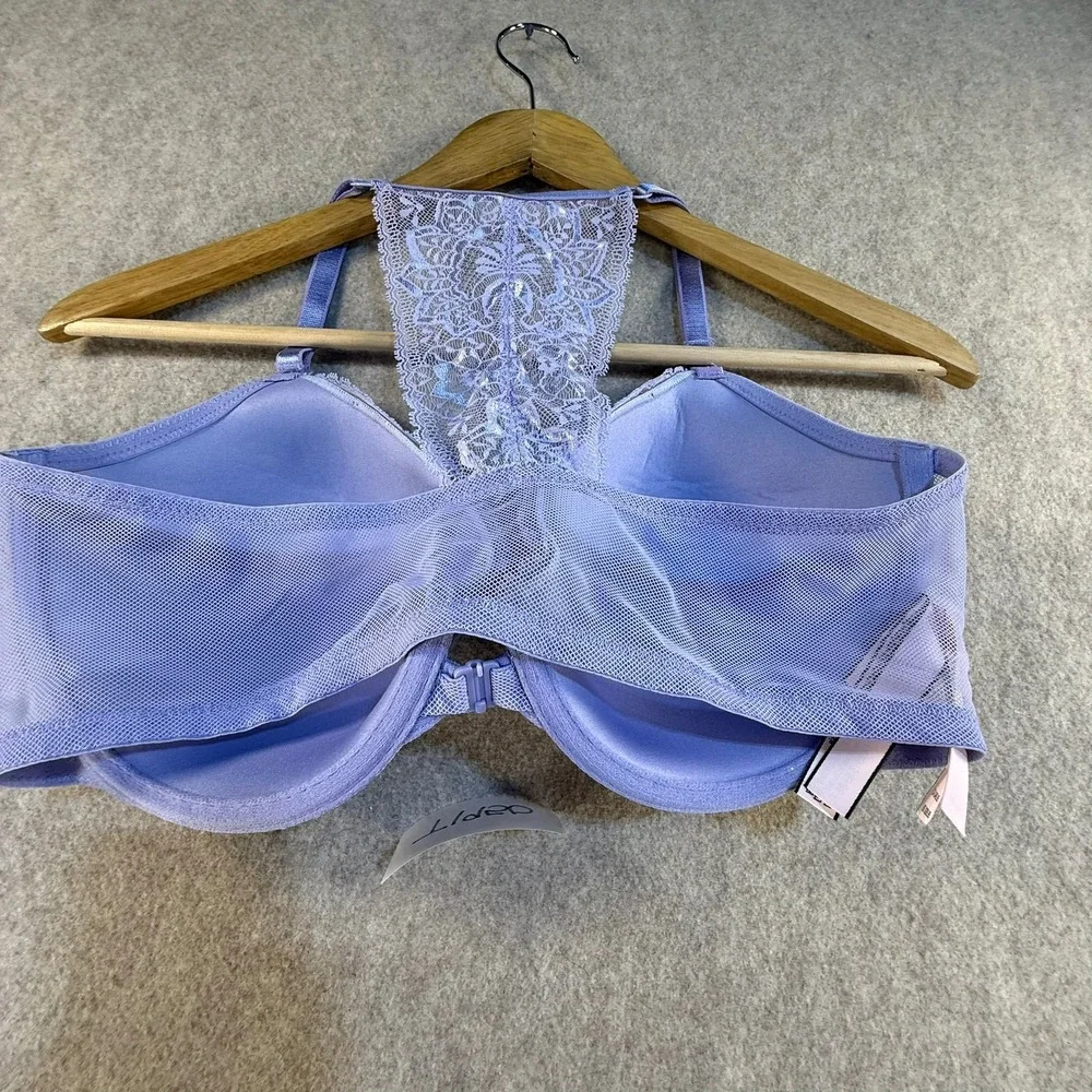 Victoria's Secret Lavender Metallic Lace Front Close Racerback Bra 36D T1950
